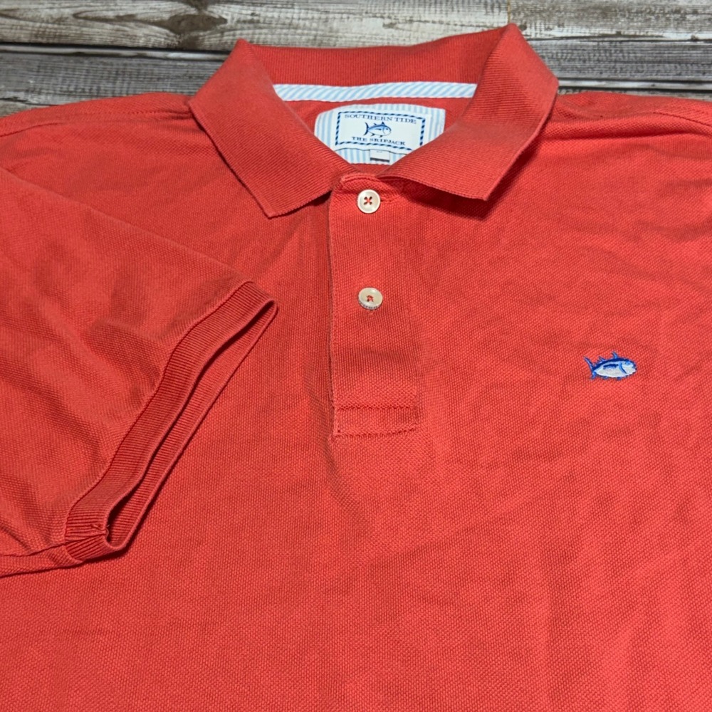 Southern Tide Polo Shirt Mens Medium Red Skipjack Short Sleeve Cotton Logo
